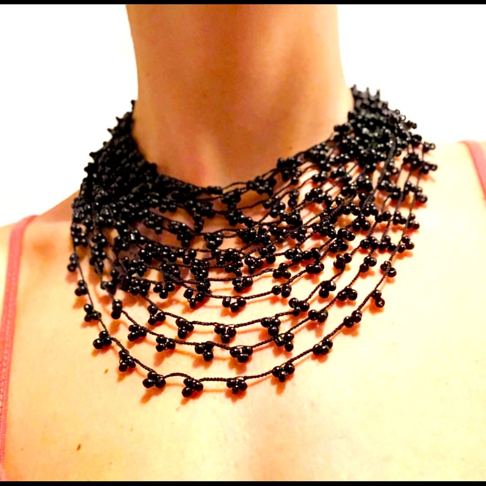 HAVA handmade Blackberry Beaded Necklace